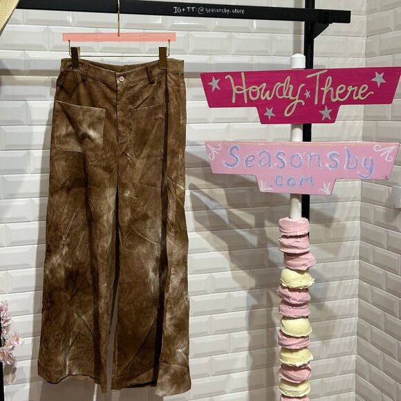 Umgee Pants - WASHED EFFECT CORDUROY WIDE LEG PANTS WITH FRONT POCKET